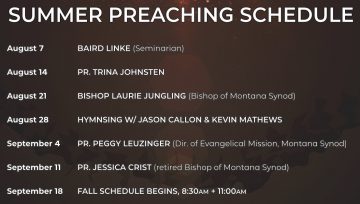 Summer Preaching Schedule